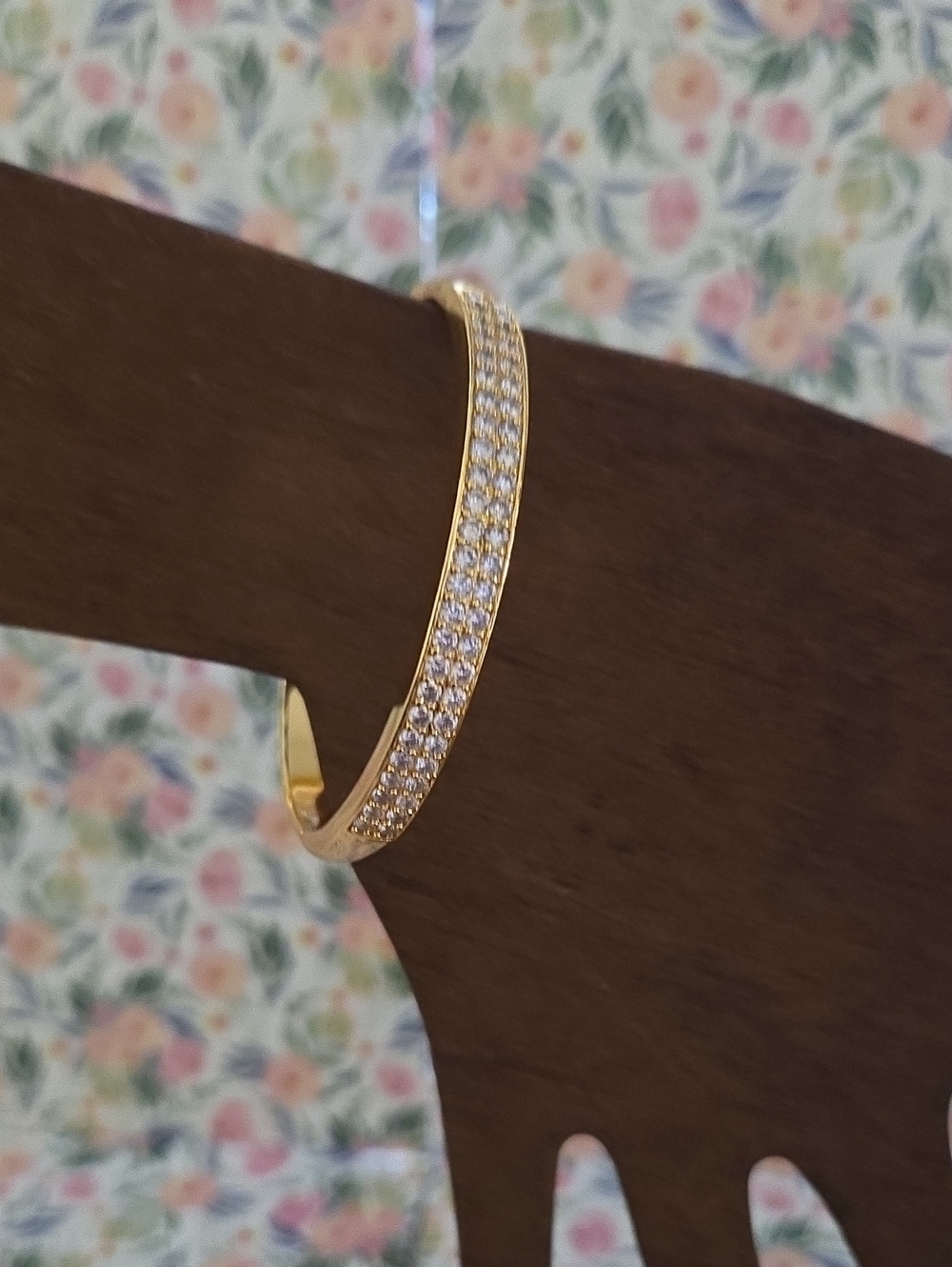 Gold Crystal Pavé Cuff Bracelet - Elegant Women's Jewelry